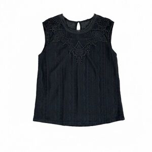 Black Mesh Lace Crochet Women's Top